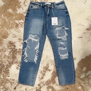 Kancan Estilo Denim Distressed Cropped Jeans